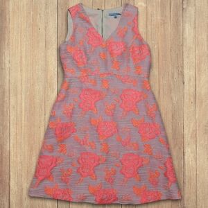Antonio Melani Emerson Size 8  Hot Coral Azalea Sleeveless Floral Summer Dress